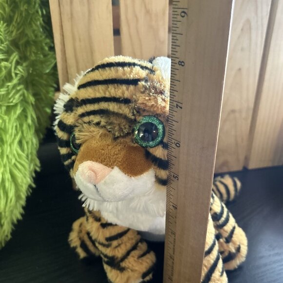 Toys R Us Orange Striped Tiger Plush Stuffed animal Toy 8” Tall sparkle eyes - Picture 3 of 6